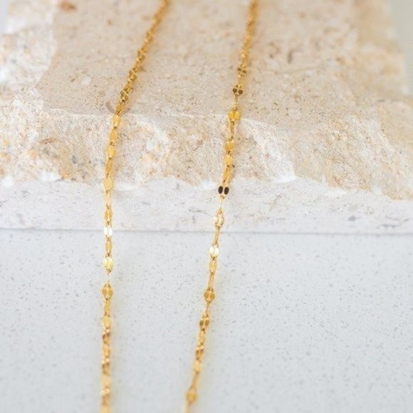 Dainty Gold Sparkle Chain Waterproof Sparkly Gold Necklace Layering Necklace - Picture 4 of 12